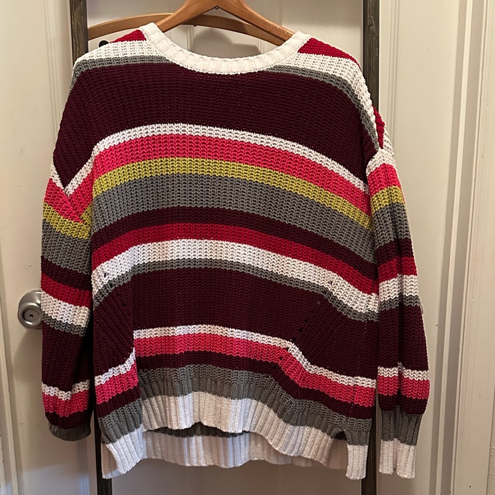 True Craft Women's Burgundy Striped Sweater